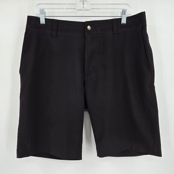 Callaway Golf Shorts Men's 32 Soild Black Flat Front Stretch Waist 10" Inseam - Picture 2 of 6